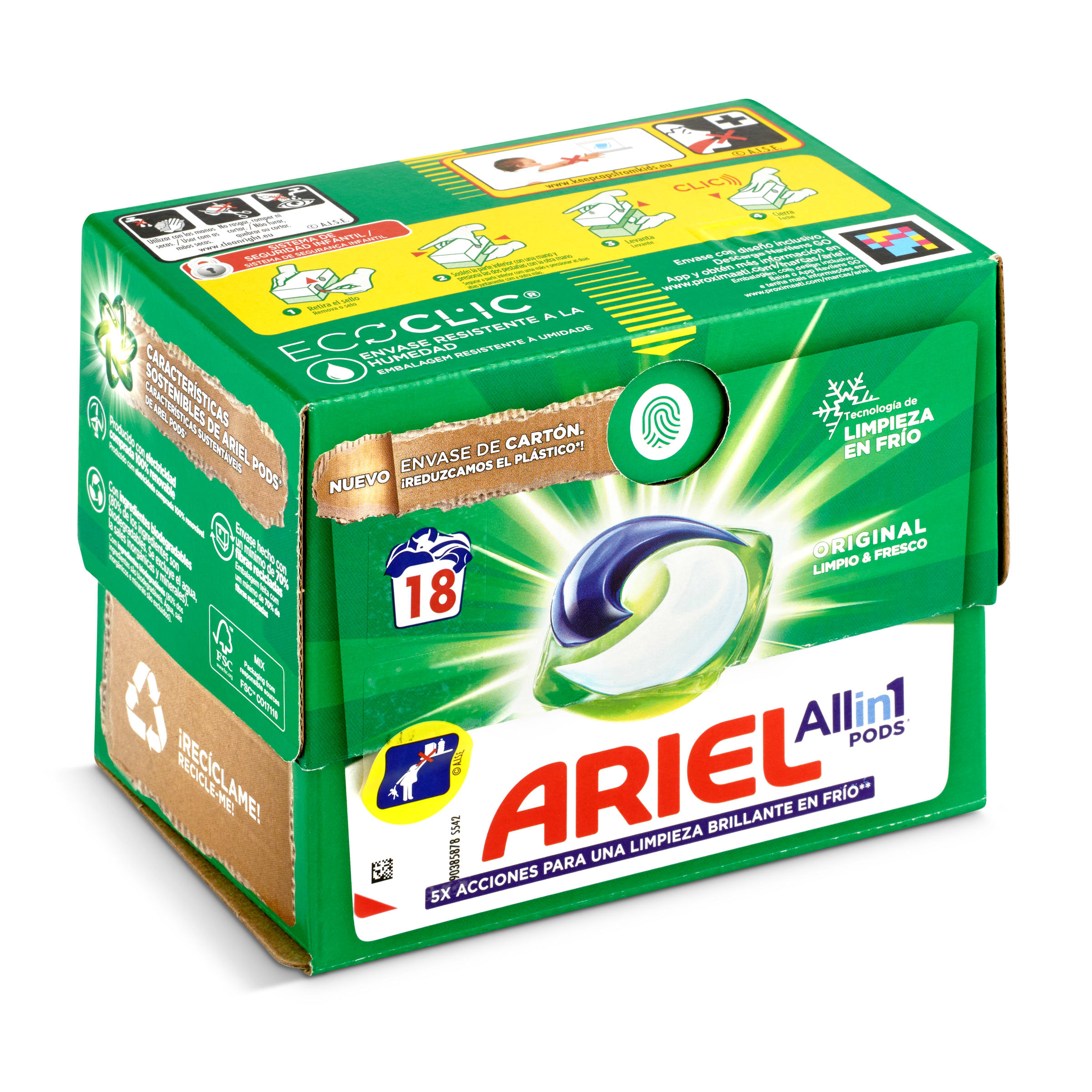 Detergente máquina todo en uno Ariel caja 18 lavados - Supermercados DIA