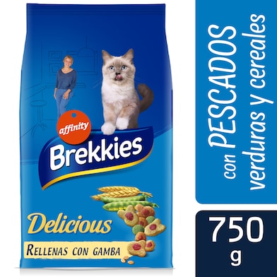 Alimento para gatos con pescado y verdura Brekkies Delicious bolsa 750 g-0