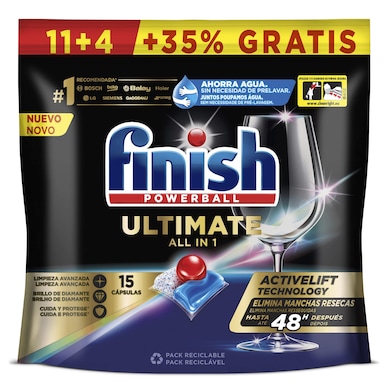 Lavavajillas máquina ultimate Finish bolsa 15 unidades - Supermercados DIA
