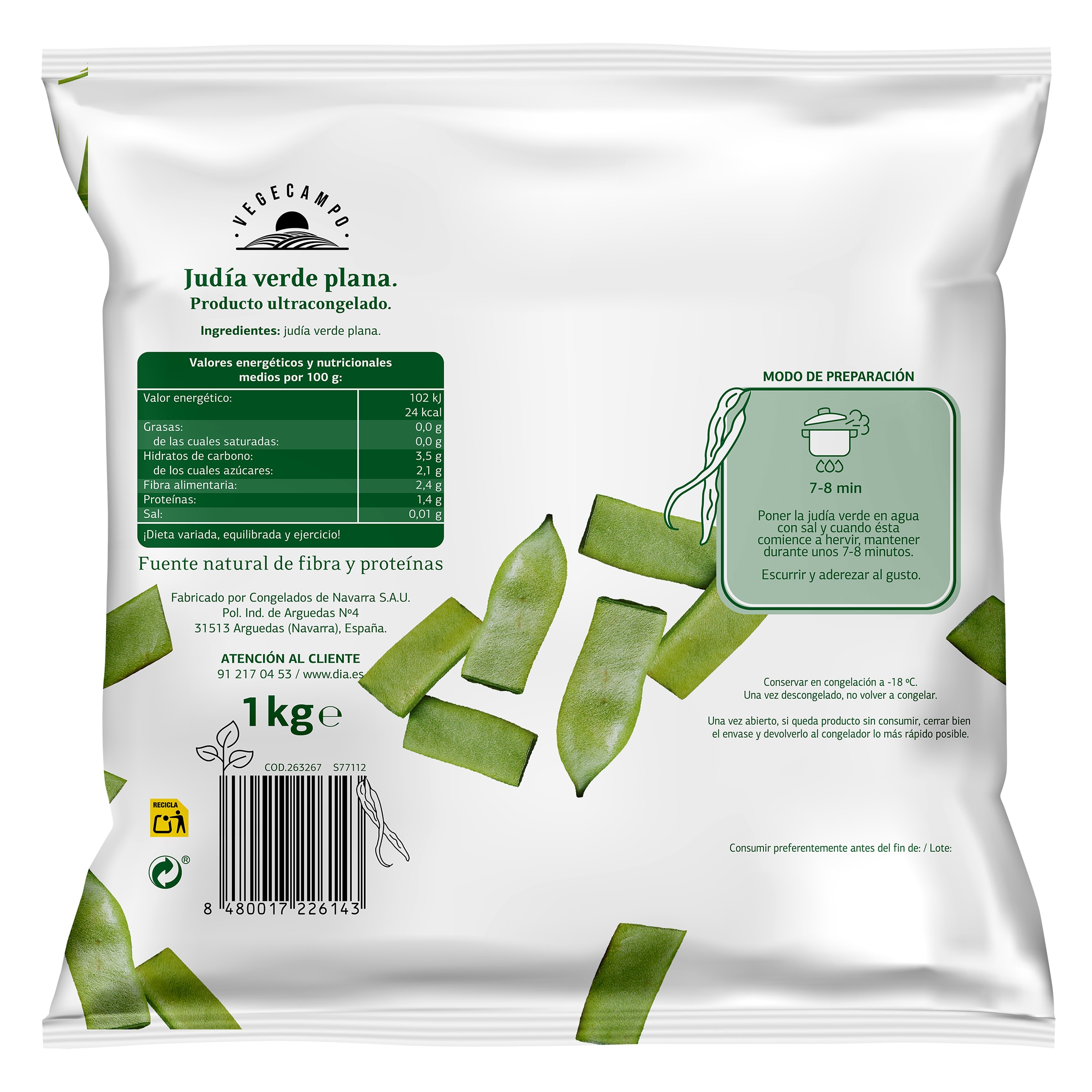 Judías verdes planas Dia Vegecampo 1 Kg