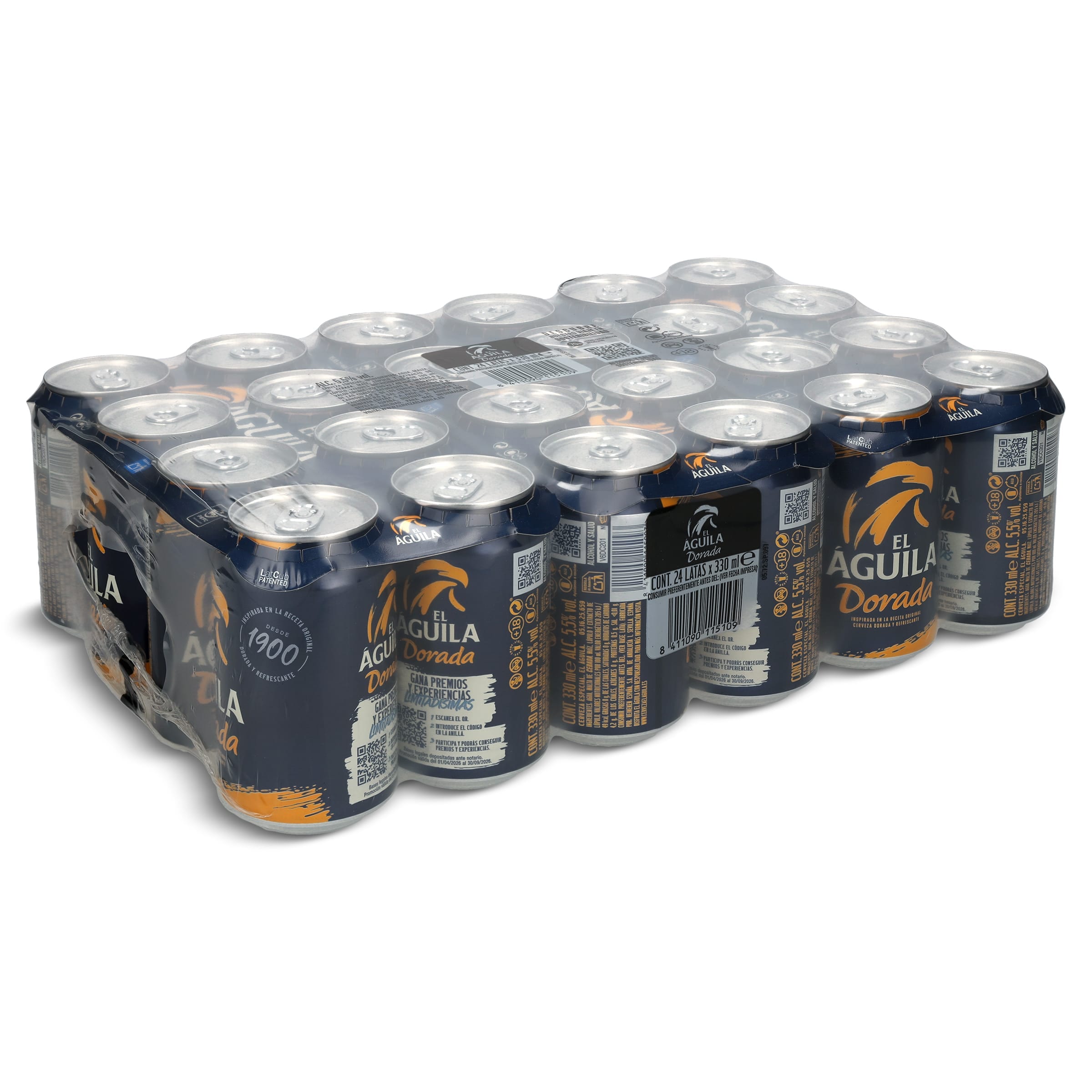Cerveza rubia dorada El aguila pack 24 x 33 cl