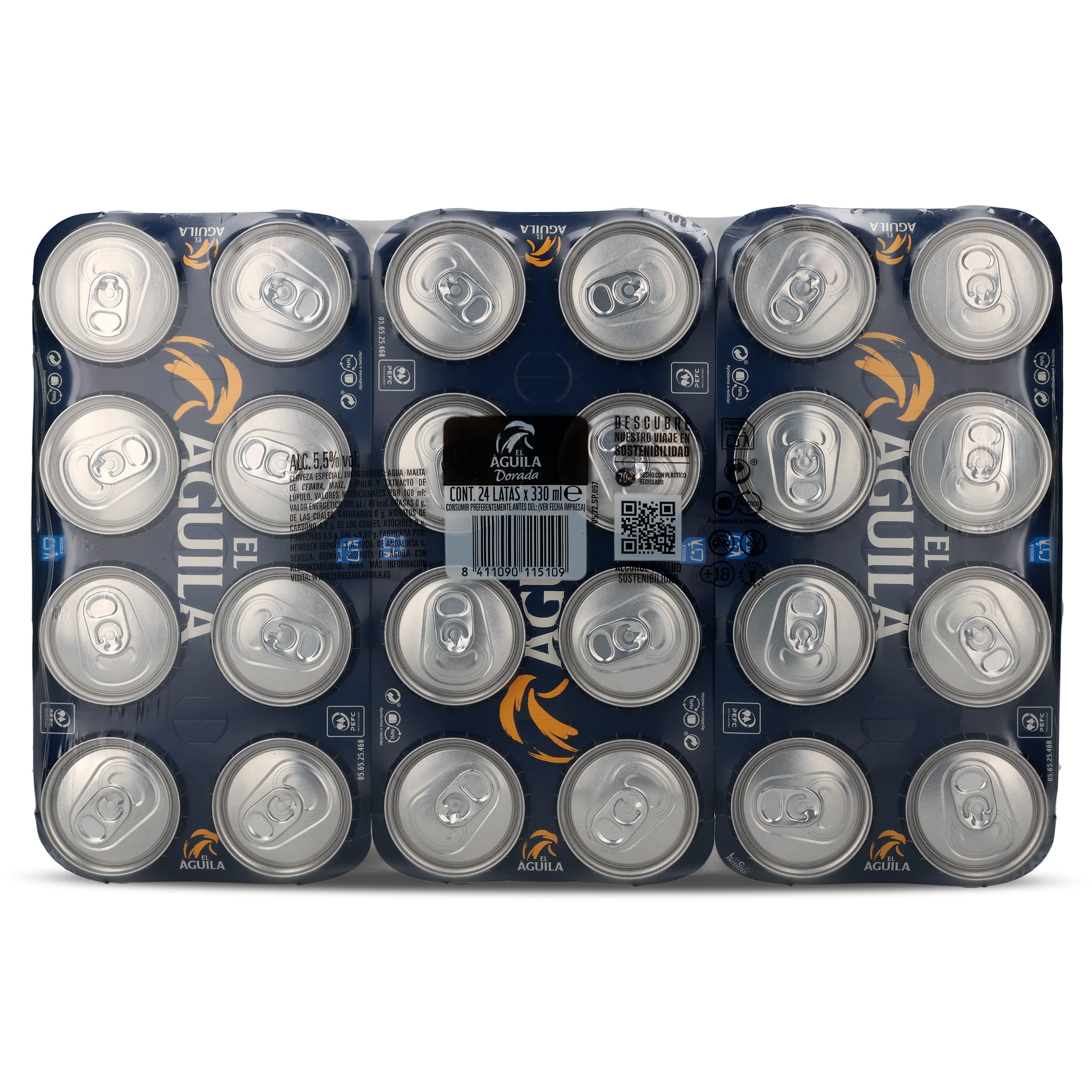 Cerveza rubia dorada El aguila pack 24 x 33 cl