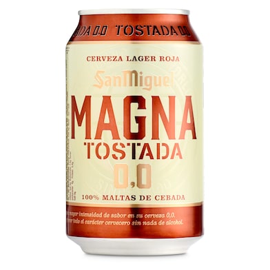 Cerveza roja 0,0 % alcohol San Miguel Magna lata 33 cl-0