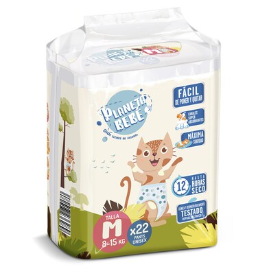 Pañales 8-15 kg talla M Planeta Bebé bolsa 22 unidades-0