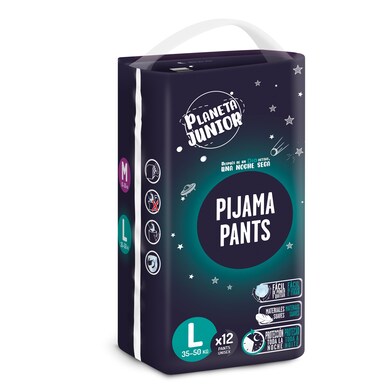 Pañal de noche 35-50 kg talla L Planeta Junior bolsa 12 unidades-0