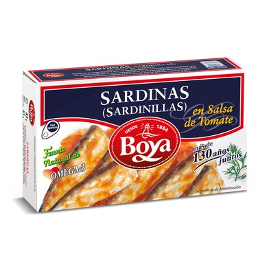 Sardinas en salsa de tomate 6/8 piezas Boya lata 63 g-0 Sardinas en salsa de tomate 6/8 piezas Boya lata 63 g-0