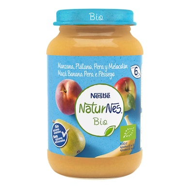 Puré de manzana, plátano, pera y melocotón bio Nestlé Naturnes frasco 190 g-0