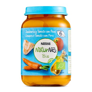 Puré de zanahoria y tomate con pavo bio Nestlé Naturnes frasco 190 g-0 Puré de zanahoria y tomate con pavo bio Nestlé Naturnes frasco 190 g-0