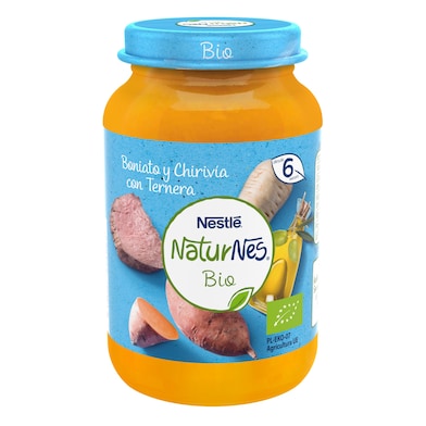 Puré de boniato y chirivía con ternera bio Nestlé Naturnes frasco 190 g-0