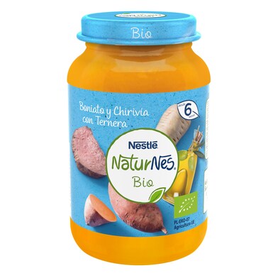 Puré de boniato y chirivía con ternera bio Nestlé Naturnes frasco 190 g-0