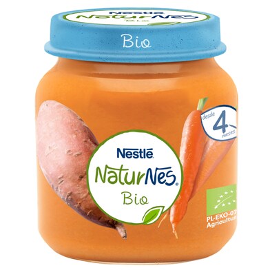 Puré de zanahoria y boniato bio NESTLE NATURNES FRASCO 125 GR-0 Puré de zanahoria y boniato bio NESTLE NATURNES FRASCO 125 GR-0