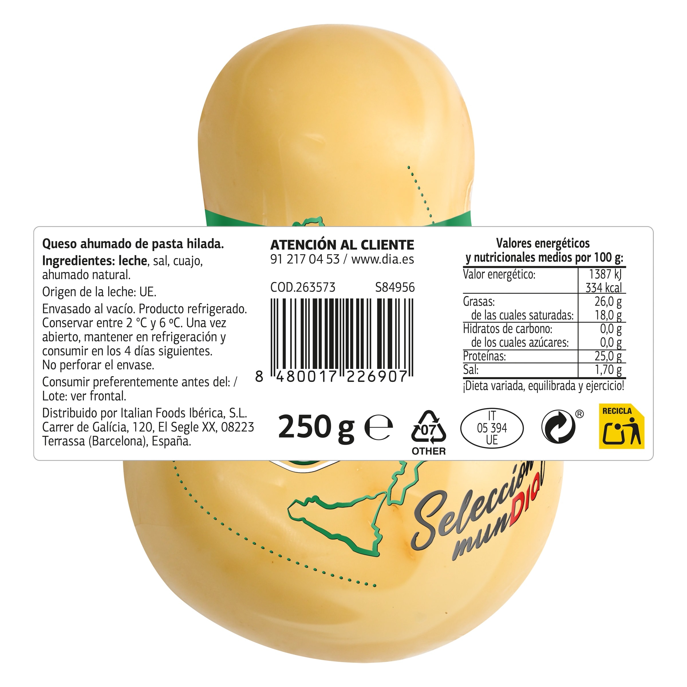 Queso Scamorza ahumada Dia Selección Mundial 250 g