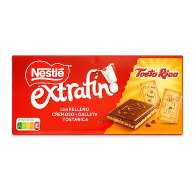 Chocolate con leche con relleno con trocitos de galleta tosta rica Nestlé Extrafino 120 g-0