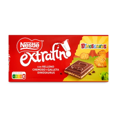 Chocolate con leche con relleno con trocitos de galleta dinosaurus Nestlé Extrafino 120 g-0