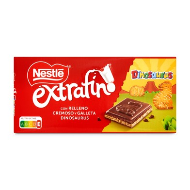Chocolate con leche con relleno con trocitos de galleta dinosaurus Nestlé Extrafino 120 g-0 Chocolate con leche con relleno con trocitos de galleta dinosaurus Nestlé Extrafino 120 g-0