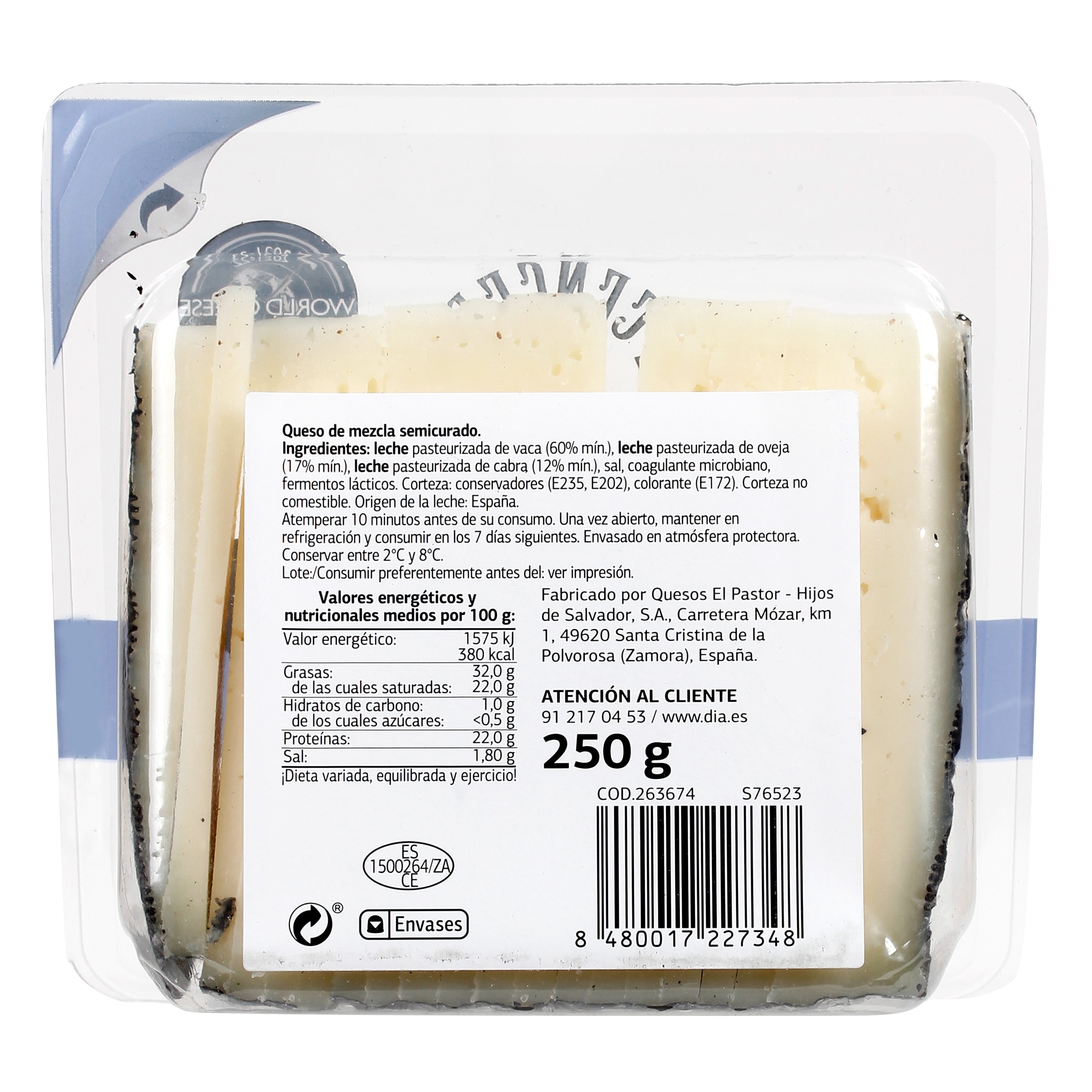 Queso semicurado cortado Dia El Cencerro 250 g