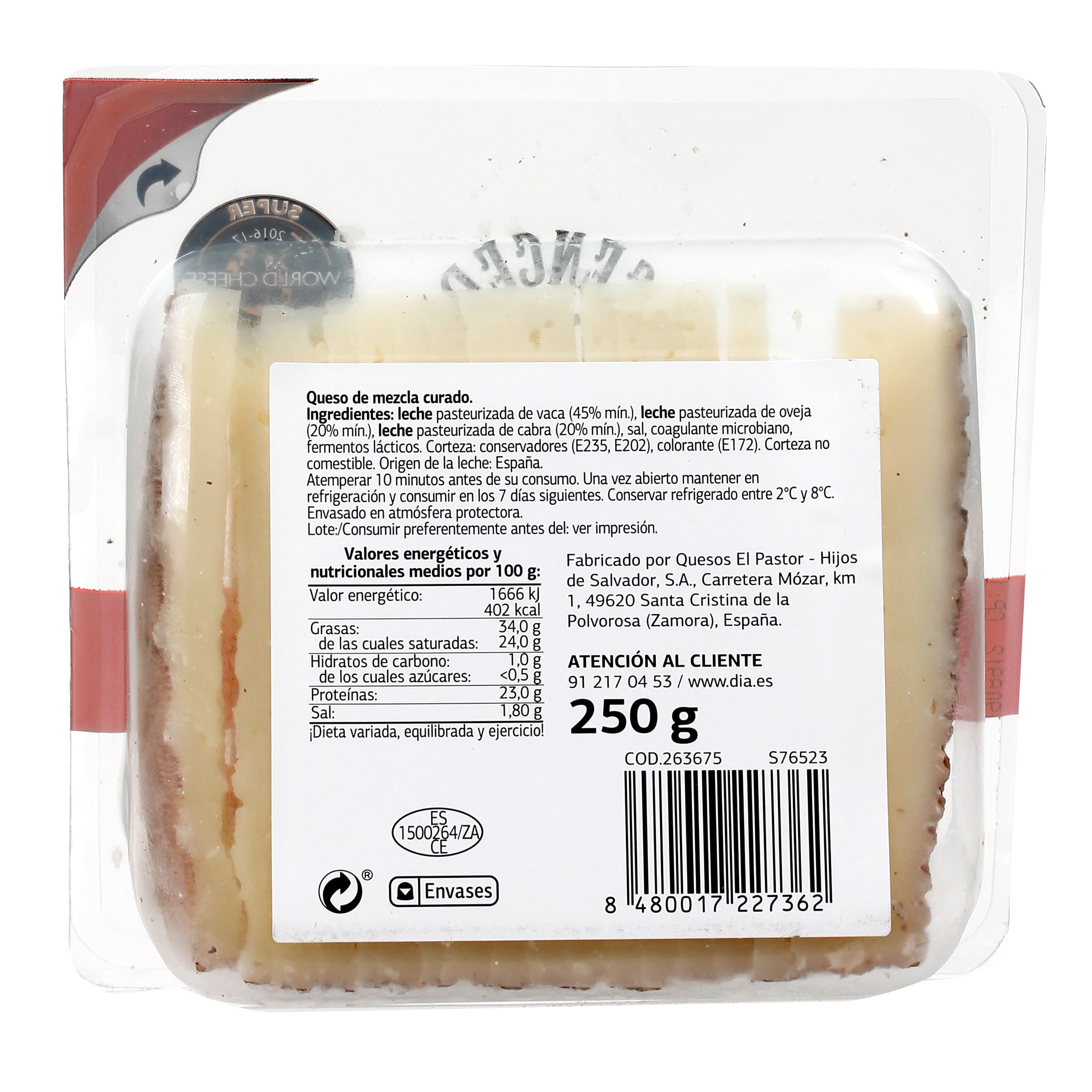 Queso curado cortado Dia El Cencerro 250 g