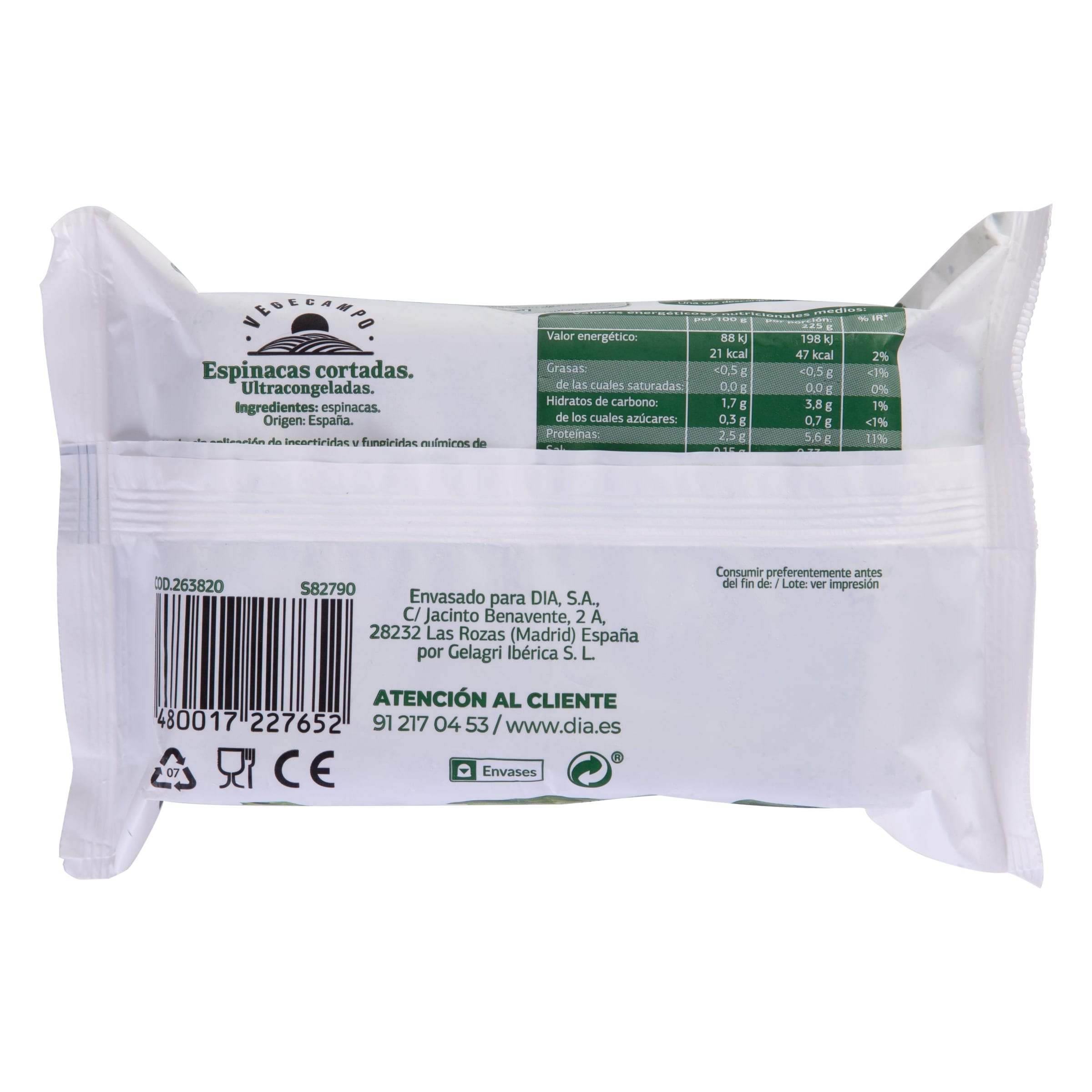 Espinacas cortadas Dia Vegecampo 450 g