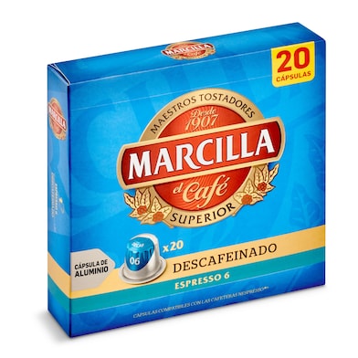 Café en cápsulas espresso descafeinado Marcilla caja 20 unidades-0