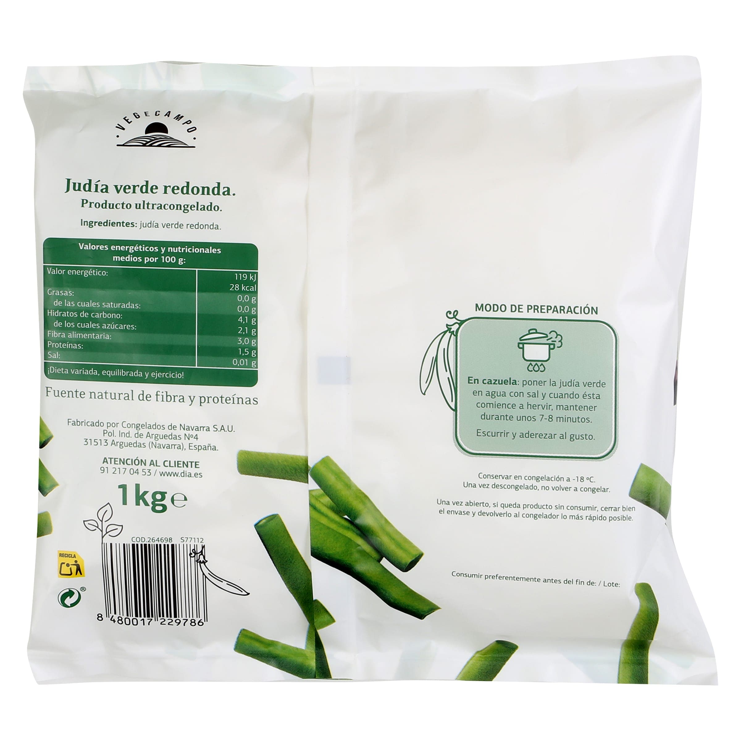 Judías verdes redondas Dia Vegecampo 1 Kg