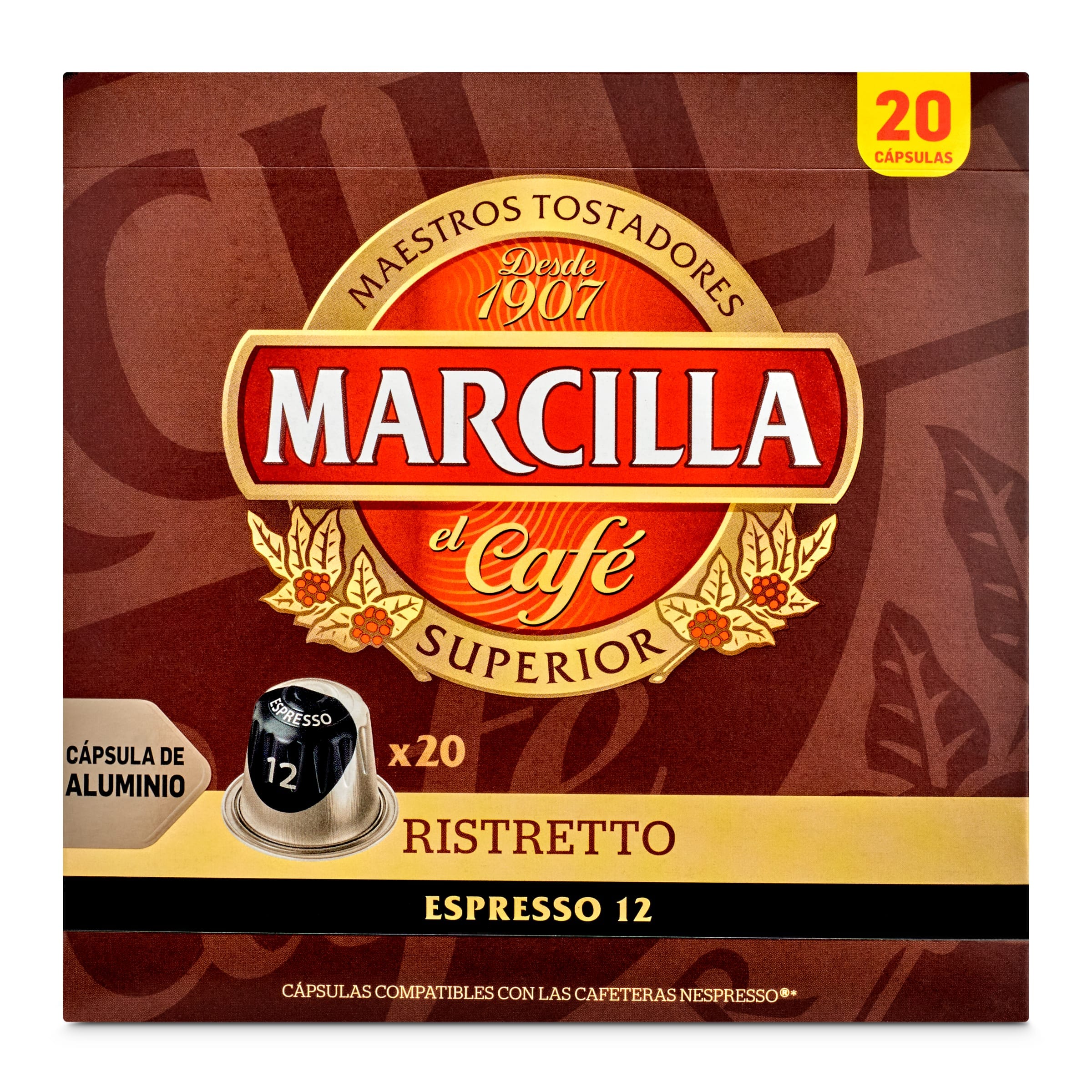 Cápsulas de café ristretto Marcilla 20 unidades