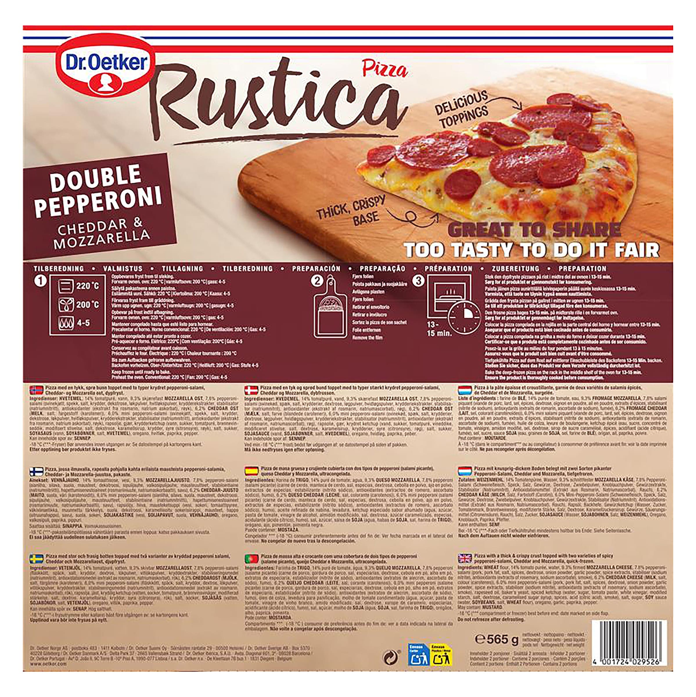 Pizza rústica doble pepperoni Dr. Oetker Ristorante 565 g