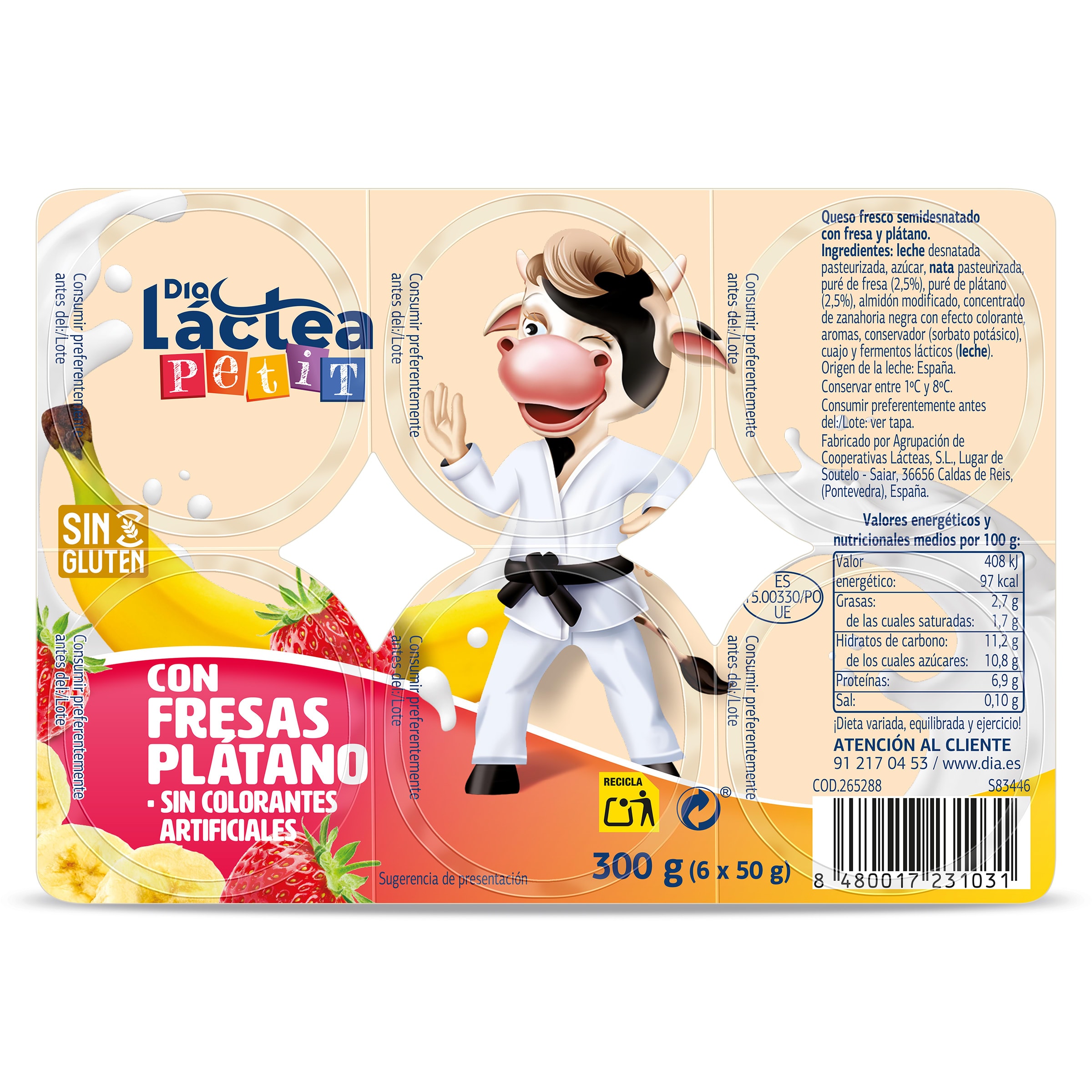 Petit de fresa y plátano Dia Láctea 6 x 50 g