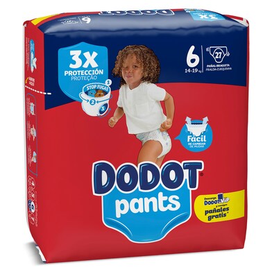 DODOT PAÑAL BEBE PANTS TALLA 6 +15 KG. 28 UNIDADES