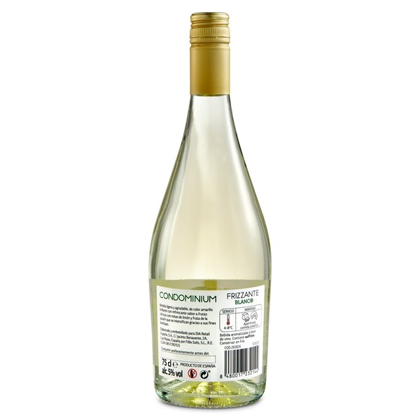 Vino Blanco Frizzante 5º Condominium Botella 75 Cl.