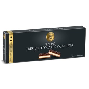 Turrón de praliné tres chocolates Dia Dulce Noel 150 g