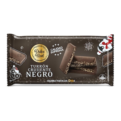 Turrón crujiente de chocolate negro  Dulce Noel Dia bolsa 200 g-0