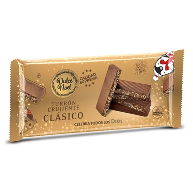 Turrón de chocolate con leche crujiente clásico Dulce Noel Dia bolsa 150 g-0 Turrón de chocolate con leche crujiente clásico Dulce Noel Dia bolsa 150 g-0