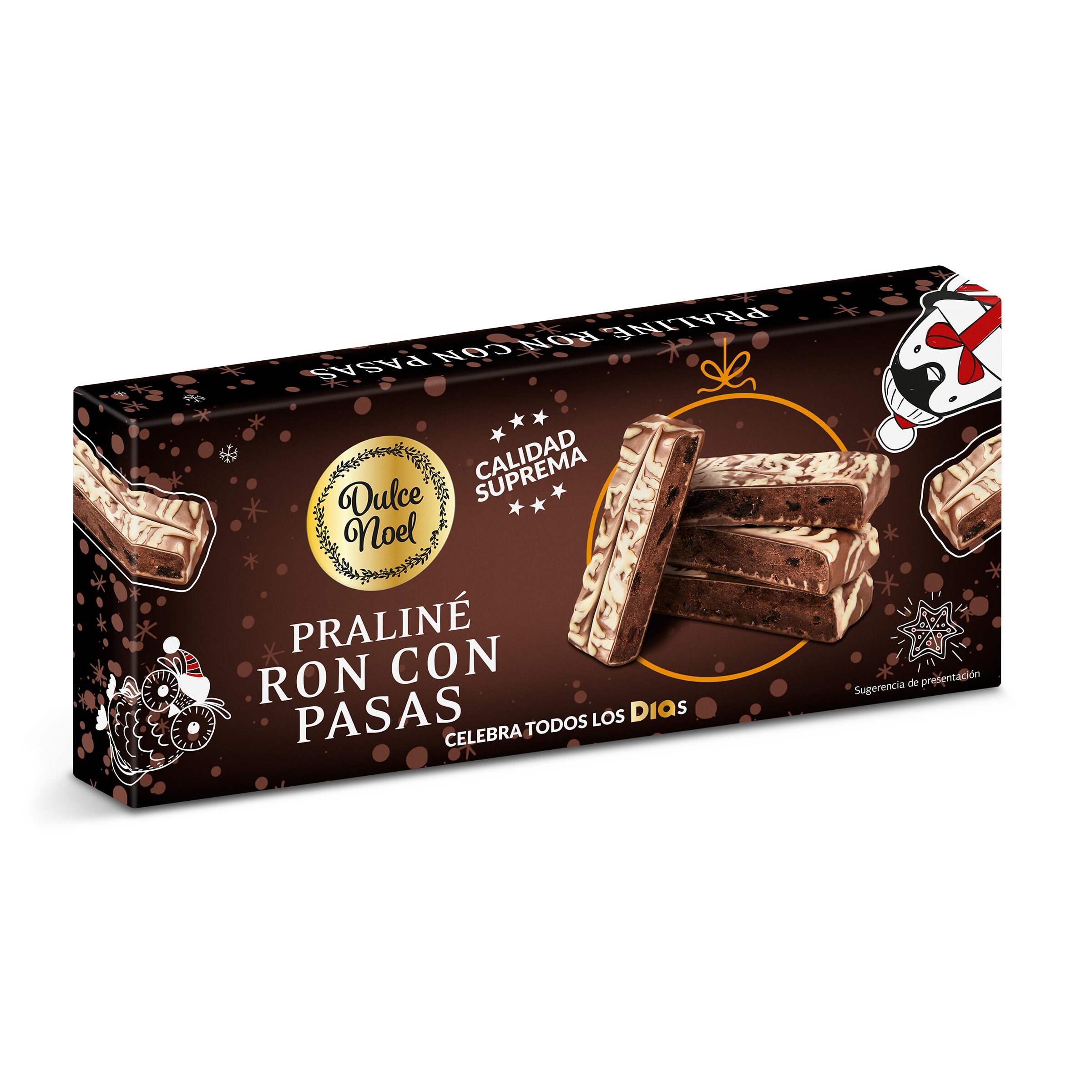 Turrón praliné de ron con pasas Dulce Noel Dia caja 150 g
