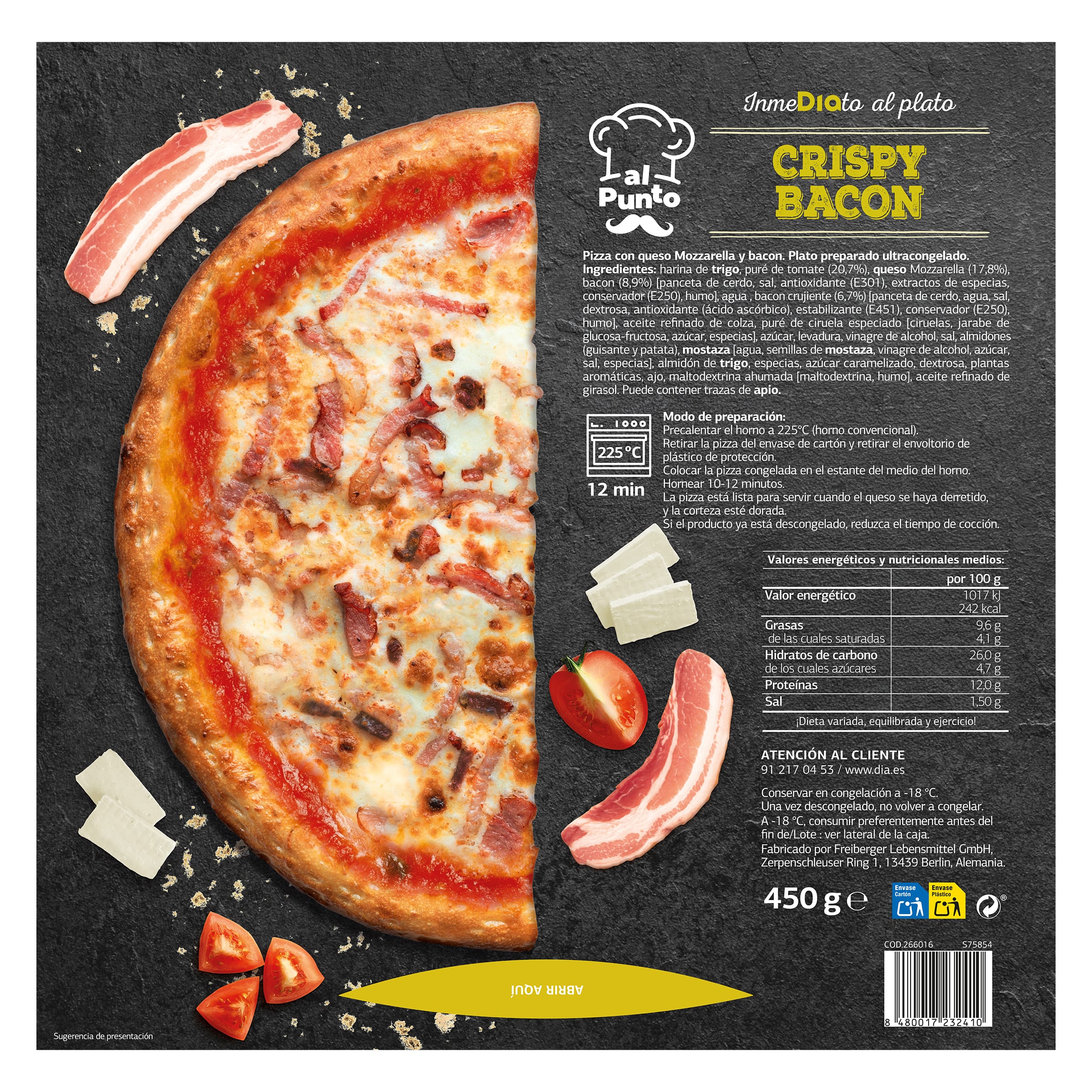 Pizza crispy bacon Dia Al Punto 450 g