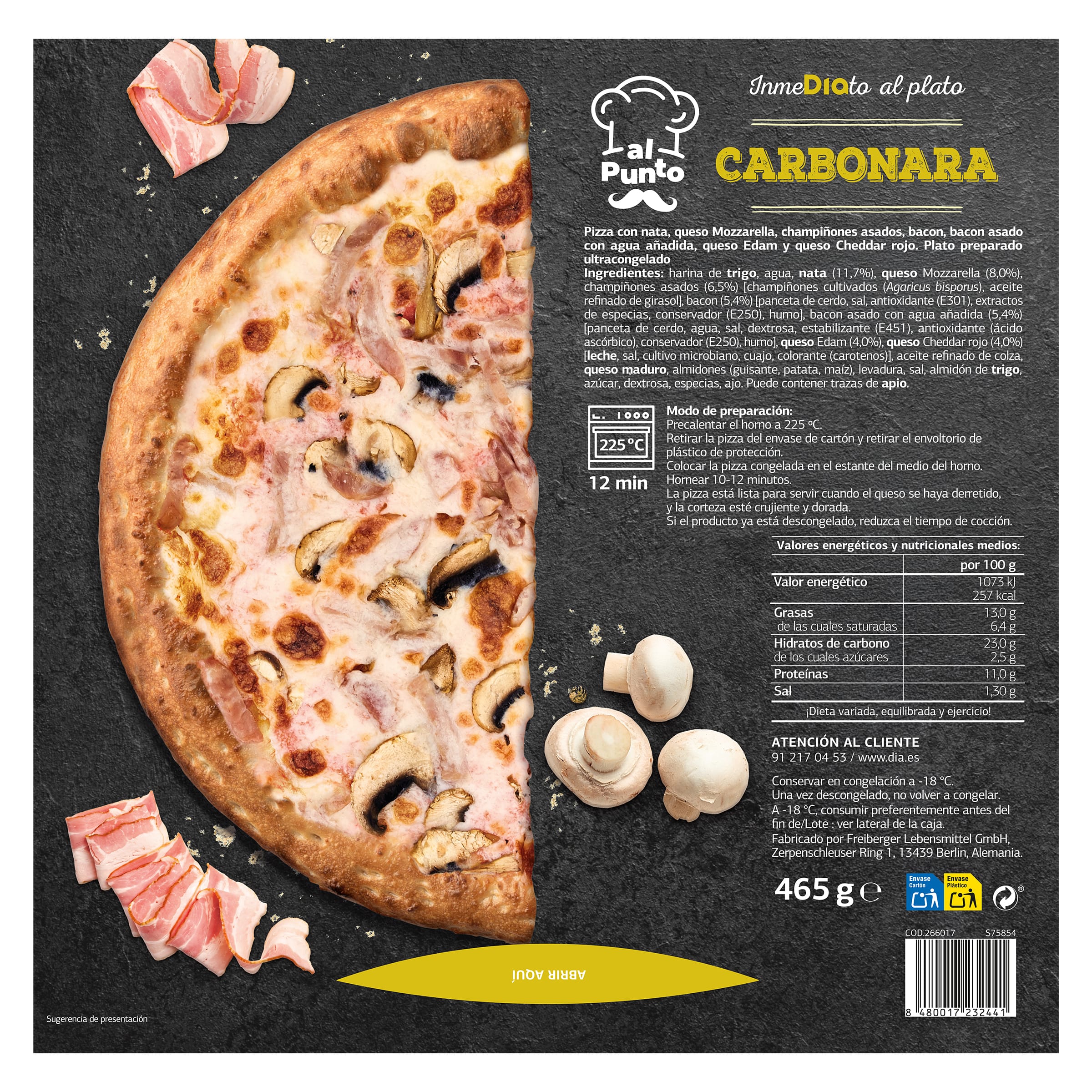 Pizza carbonara Dia Al Punto 465 g