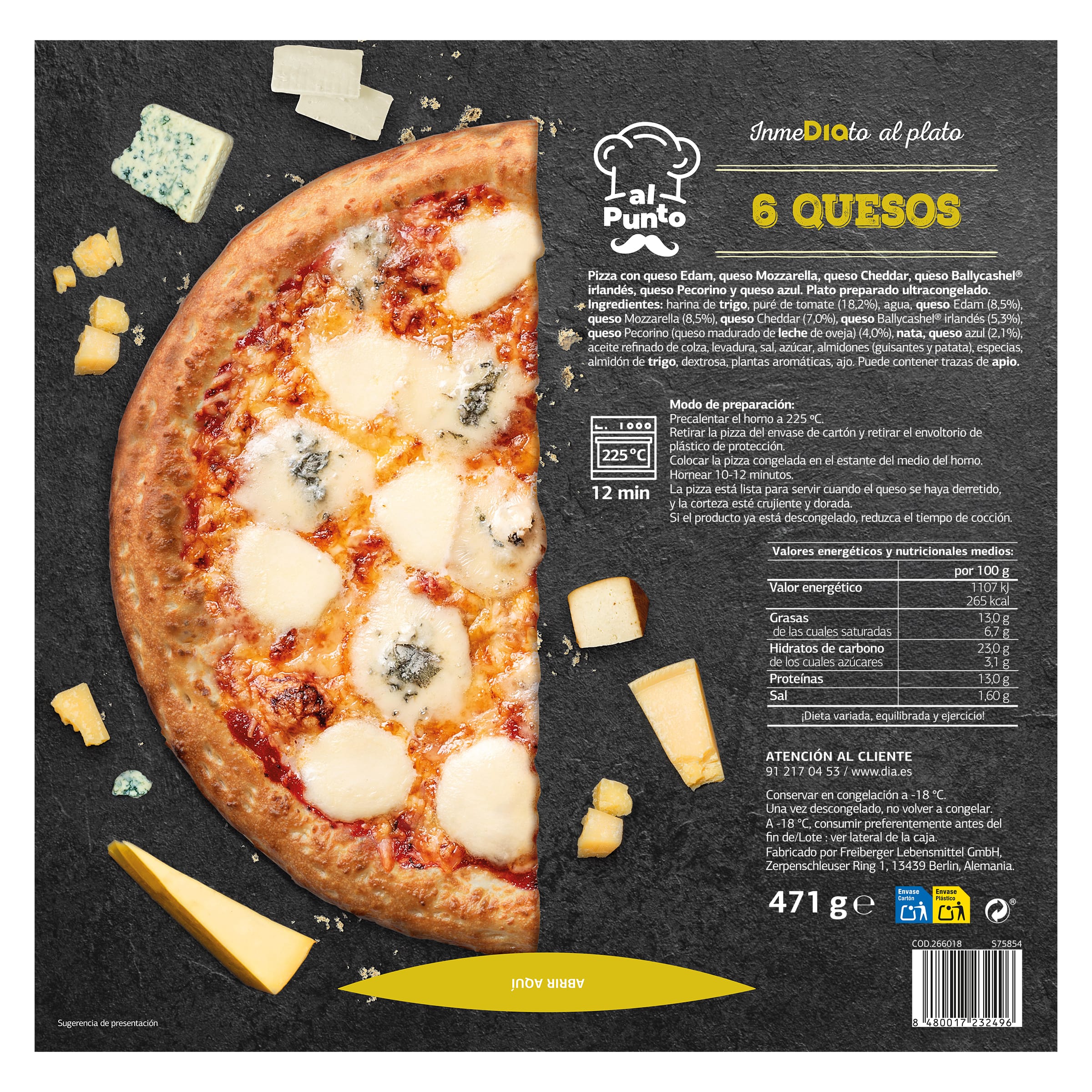 Pizza seis quesos Dia Al Punto 471 g