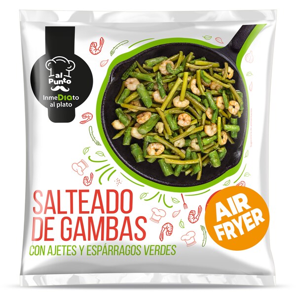 Salteado Gambas, Ajetes y Espárragos Dia Al Punto 400 Gr.