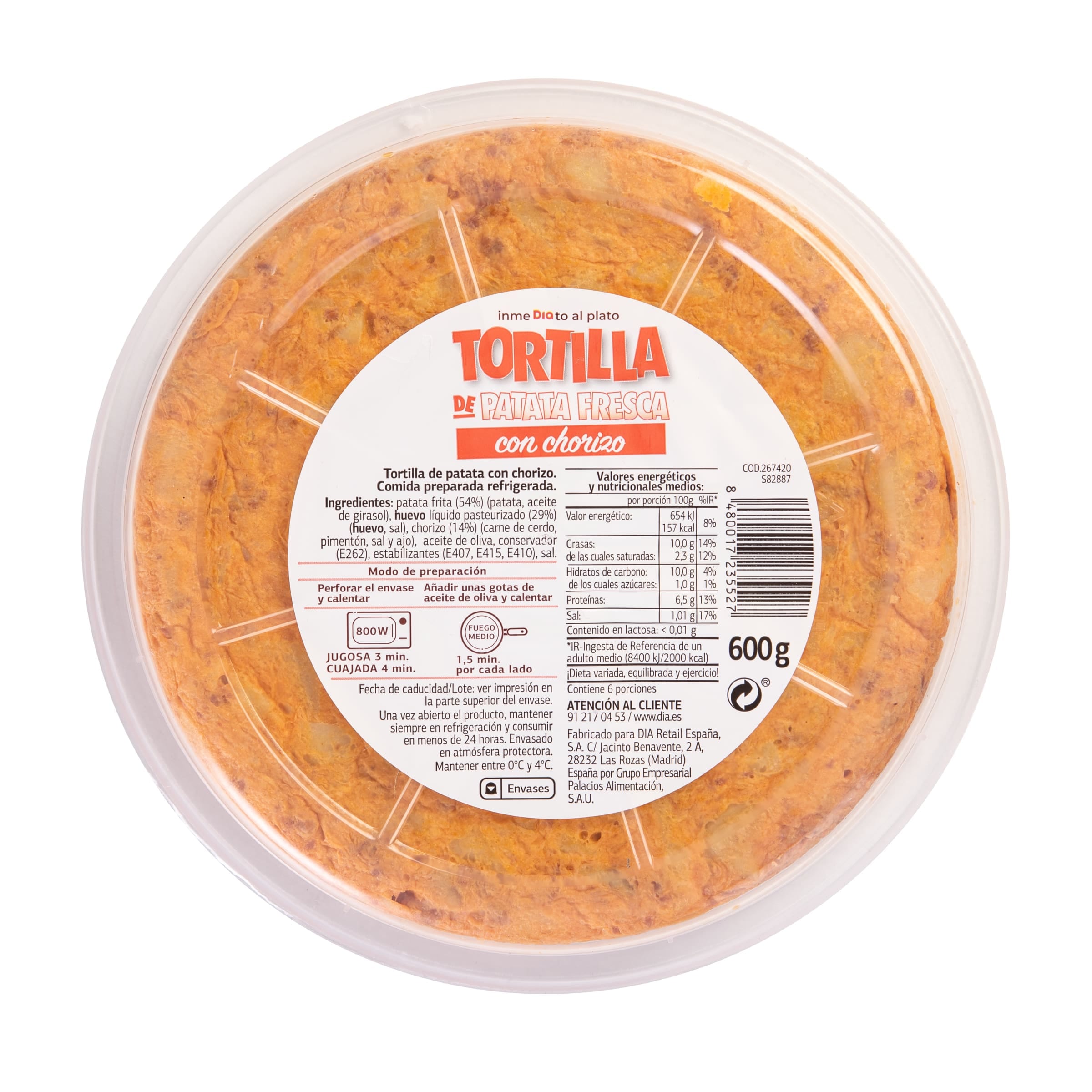 Tortilla de patatas con chorizo Dia Al Punto 600 g