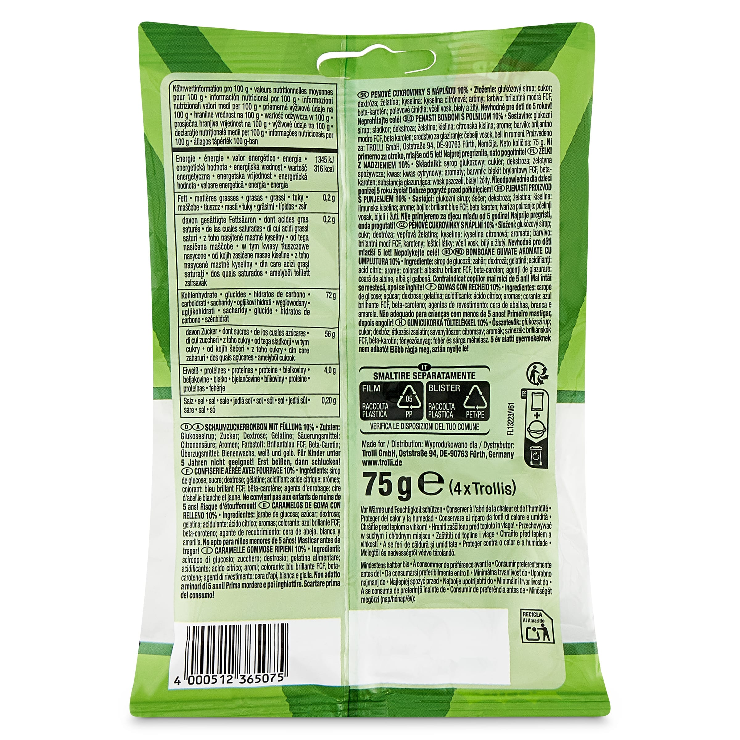 Golosinas bombas 3D rellenas Trolli 75 g