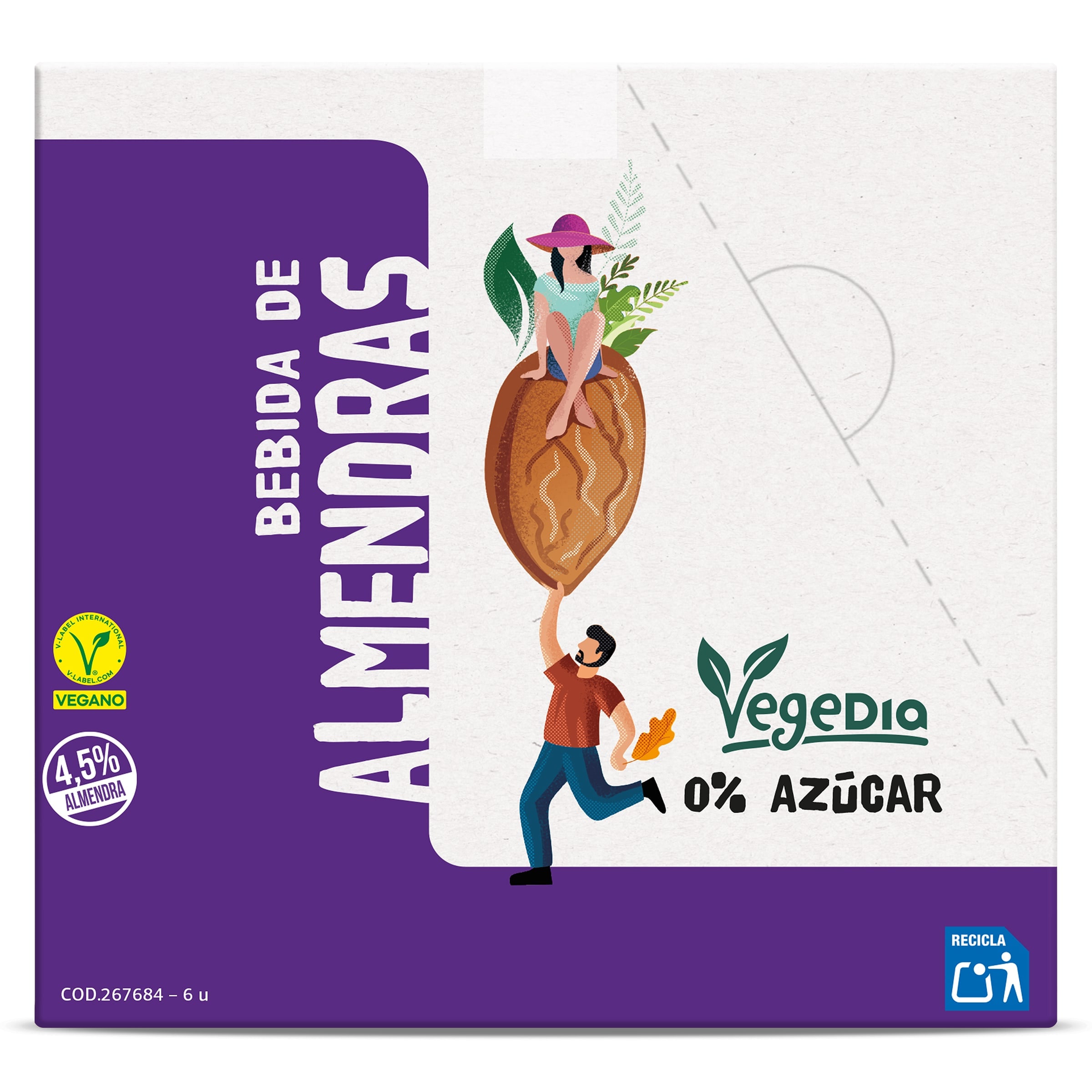 Bebida de almendras 0% azúcares Dia Vegedia pack 6 x 1 L