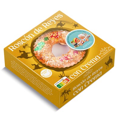 Roscón de Reyes relleno con crema El Horno Real Dia caja 550 g-0 Roscón de Reyes relleno con crema El Horno Real Dia caja 550 g-0