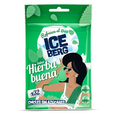 Chicles sabor hierbabuena sin azúcar ICEBERG BOLSA 44.8 GR-1 Chicles sabor hierbabuena sin azúcar ICEBERG BOLSA 44.8 GR-1