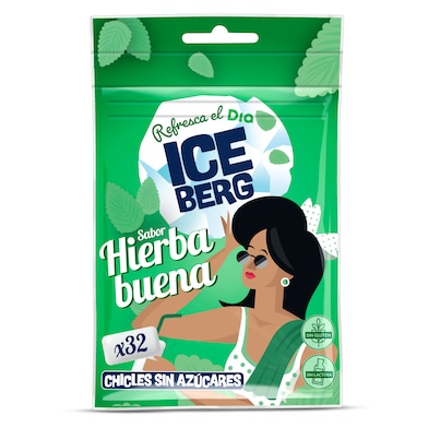Chicles sabor hierbabuena sin azúcar Iceberg bolsa 44.8 g-0