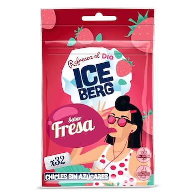 Chicles sabor fresa sin azúcar ICEBERG  BOLSA 44.8 GR-0