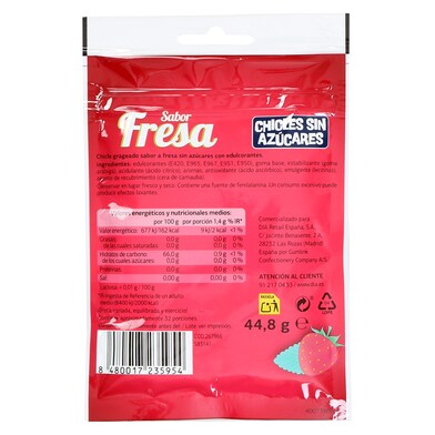 Chicles sabor fresa sin azúcar ICEBERG BOLSA 44.8 GR-1 Chicles sabor fresa sin azúcar ICEBERG BOLSA 44.8 GR-1