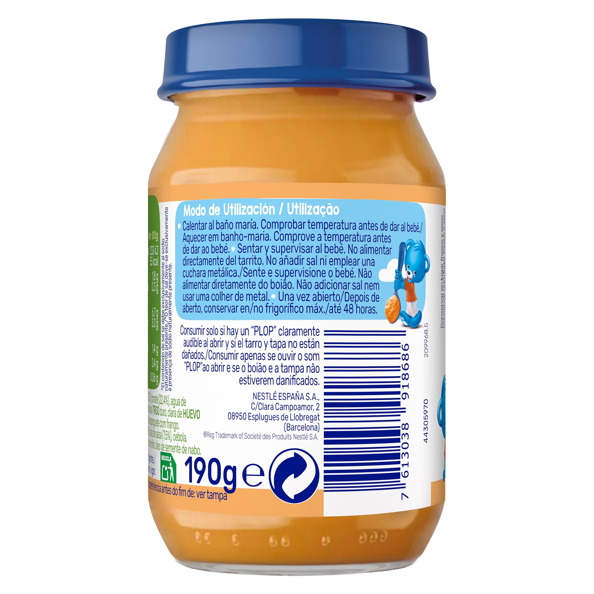 Puré de espaguetis con pollo Nestlé 190 g