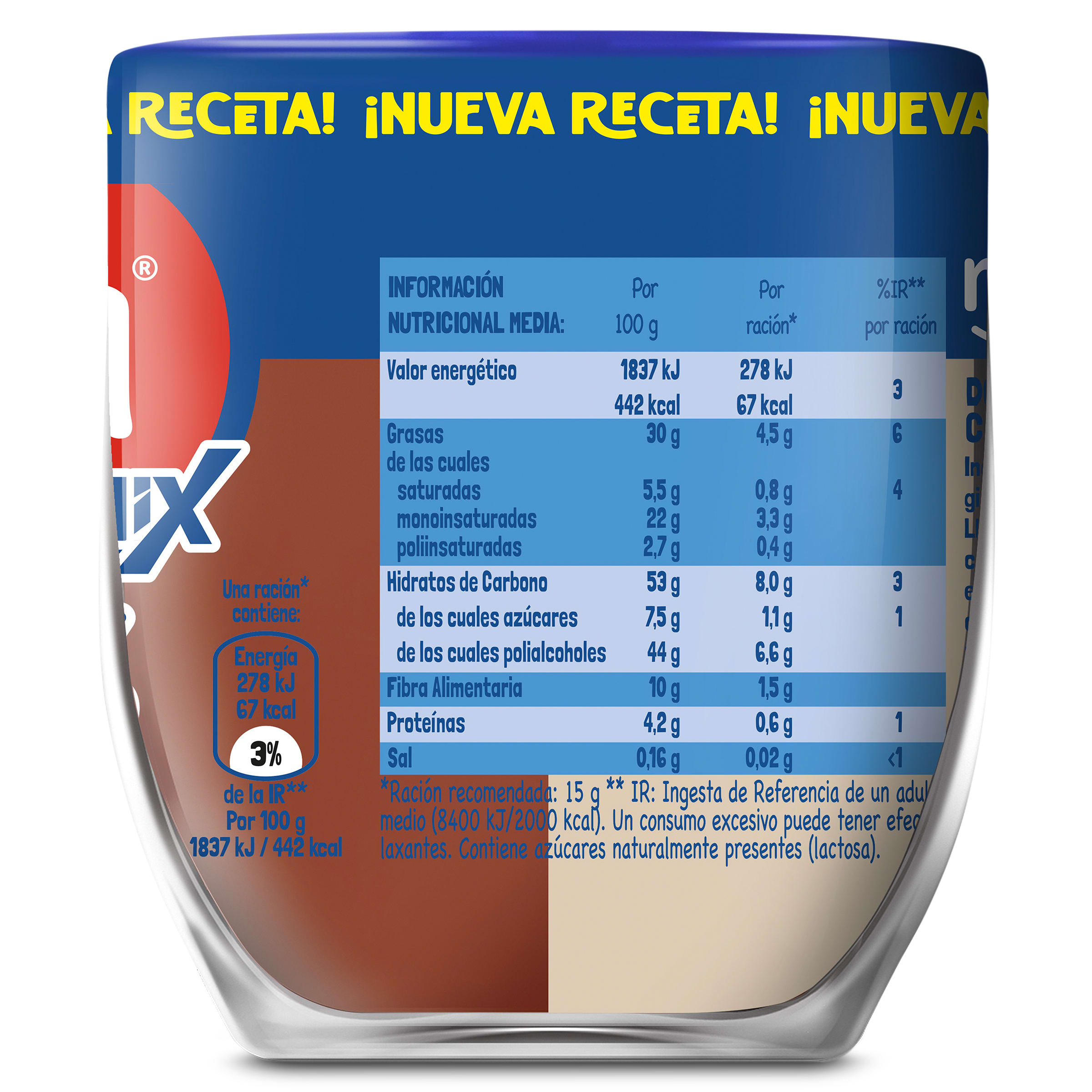 Crema de cacao y leche de avellanas dúo 0% Nocilla 180 g