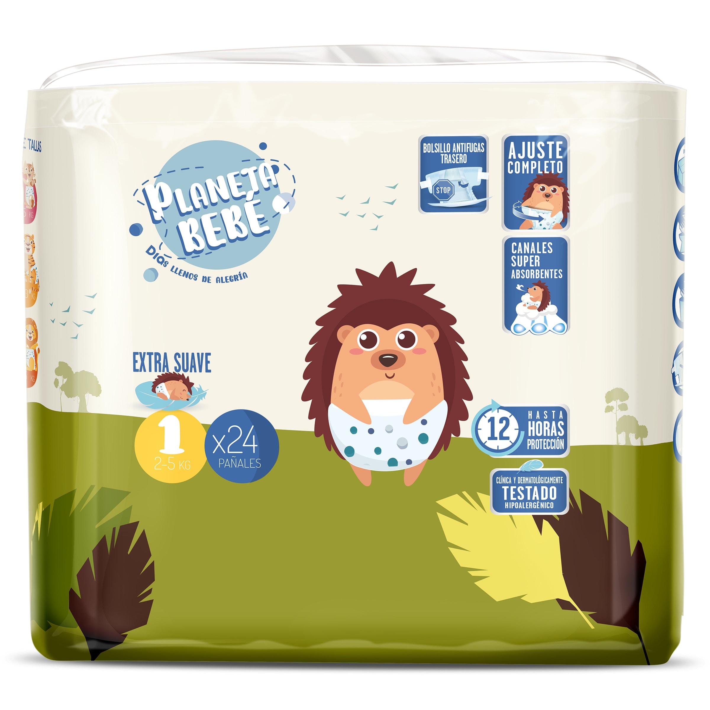 Pañales 2-5 kg talla 1 Dia Planeta Bebé 24 unidades