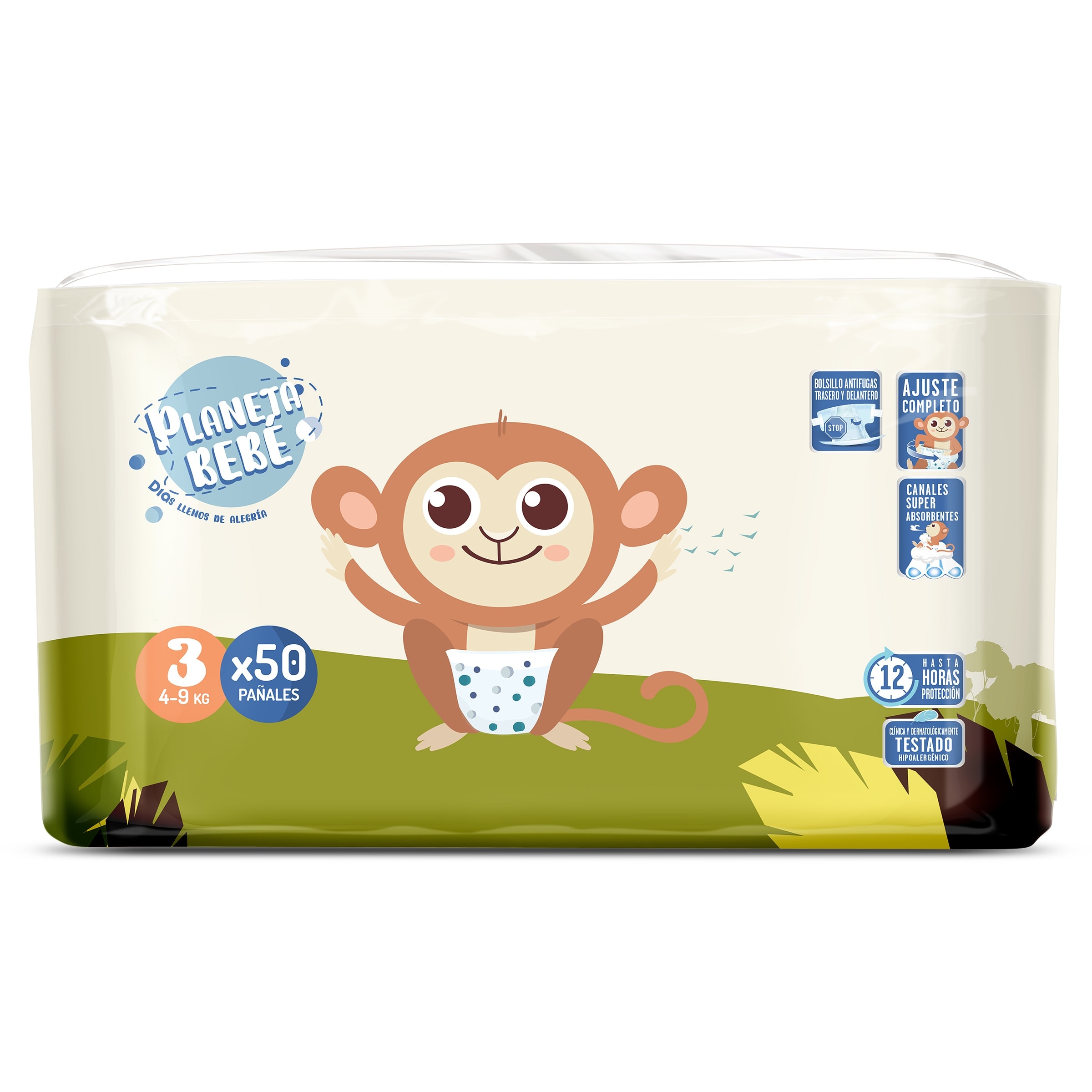 Pañales 4-9 kg talla 3 Dia Planeta Bebé 50 unidades