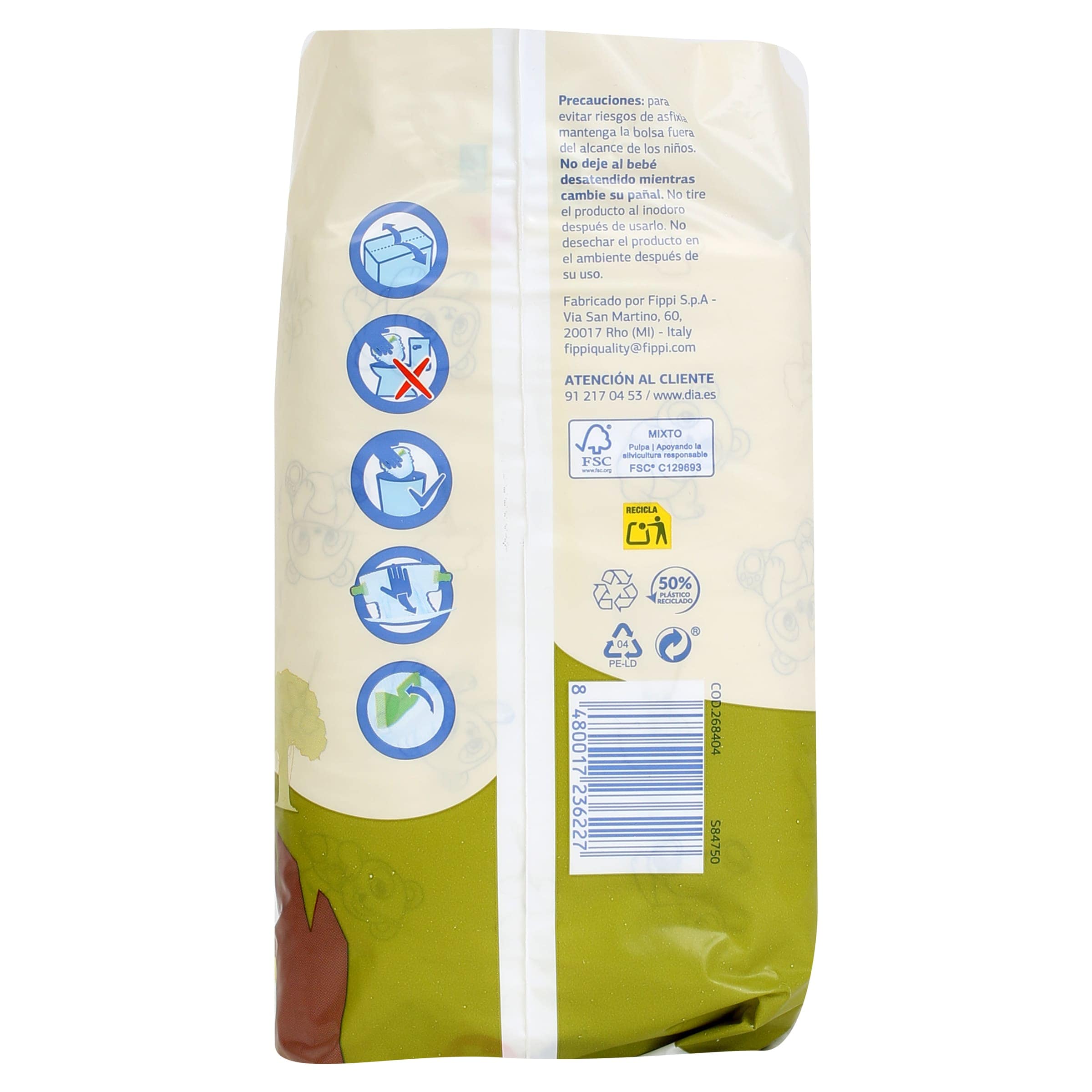 Pañales 8-15 kg talla 4 Dia Planeta Bebé 44 unidades